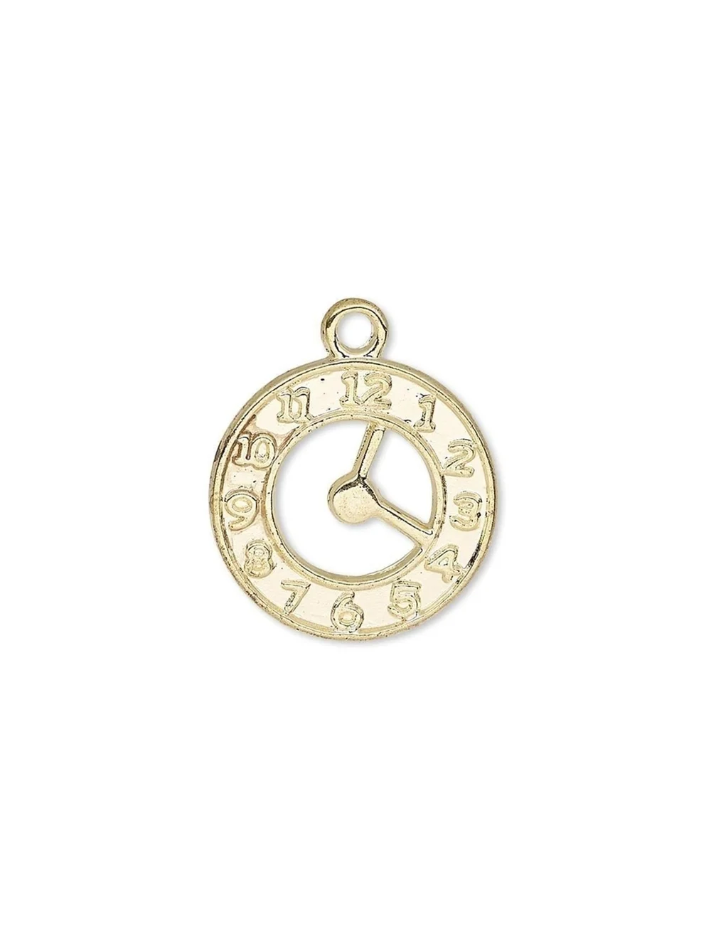 10 Gold 14K Plated Pewter 18mm Open Analog Clock Face 2-Sided Charms Pendants